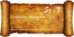Székely Nanetta névjegykártya